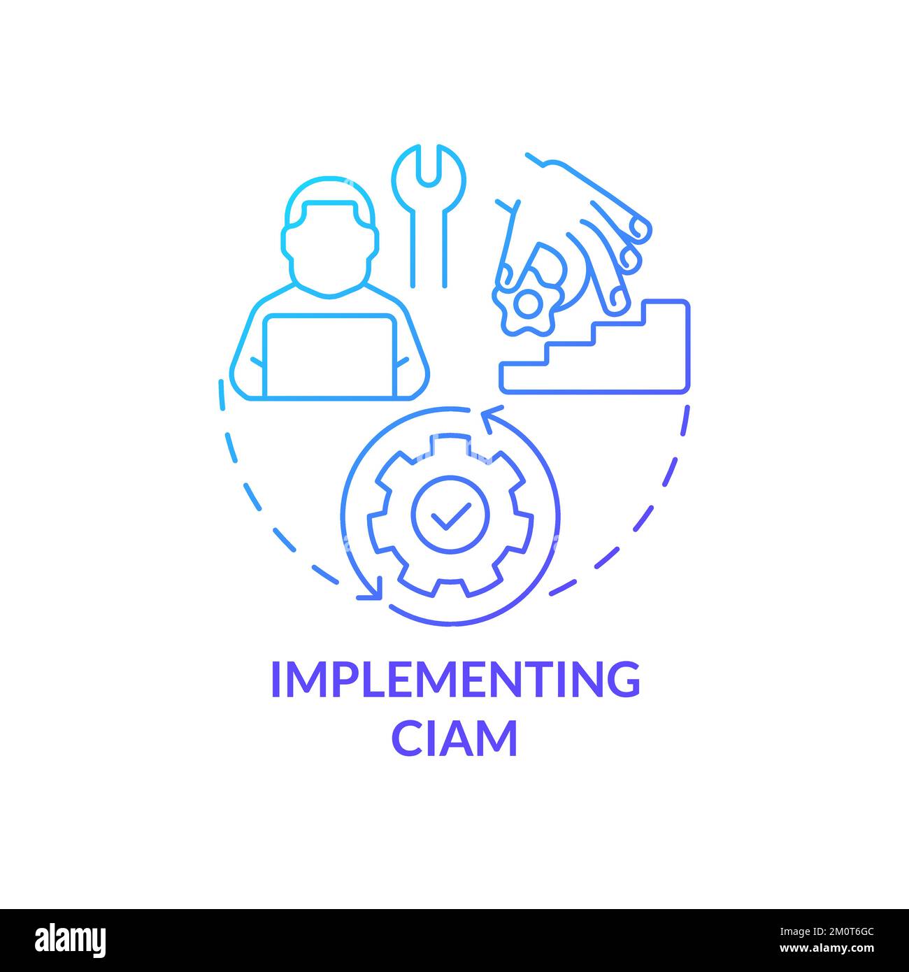 Implementing CIAM blue gradient concept icon Stock Vector