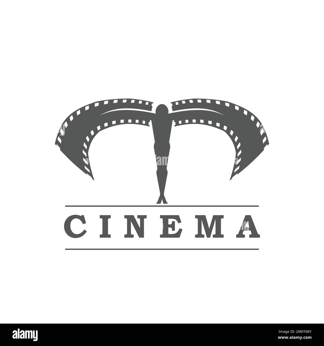 Cinema icon, movie film or cinematograph studio vector emblem with man