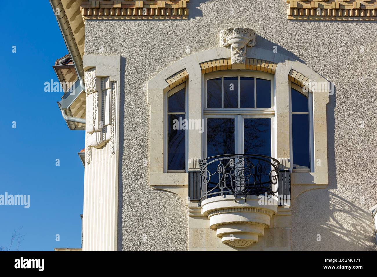 France, Meurthe et Moselle, Nancy, detail of the facade of a house in