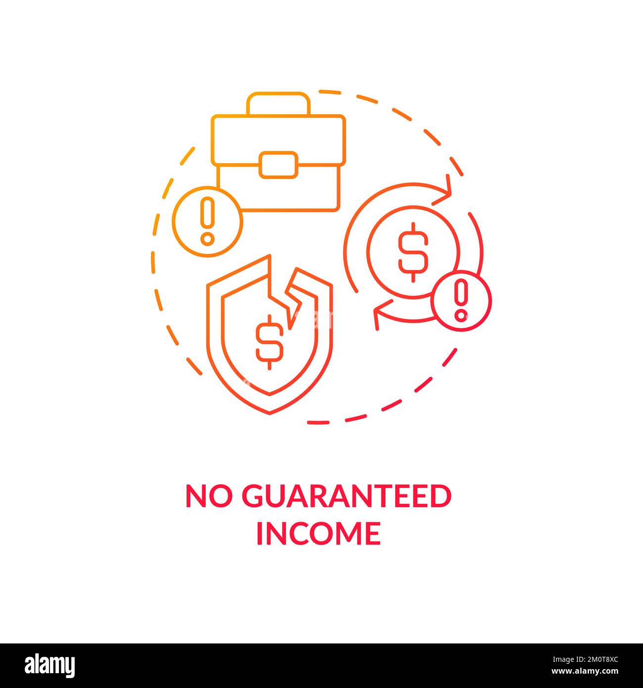 No guaranteed income red gradient concept icon Stock Vector