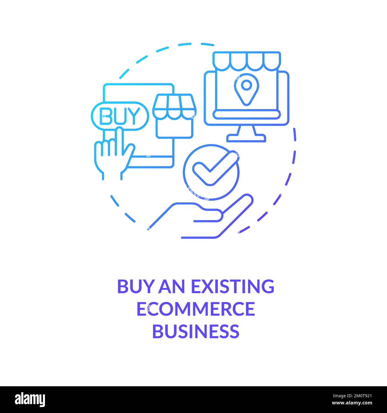 Buying existing ecommerce business blue gradient concept icon Stock Vector