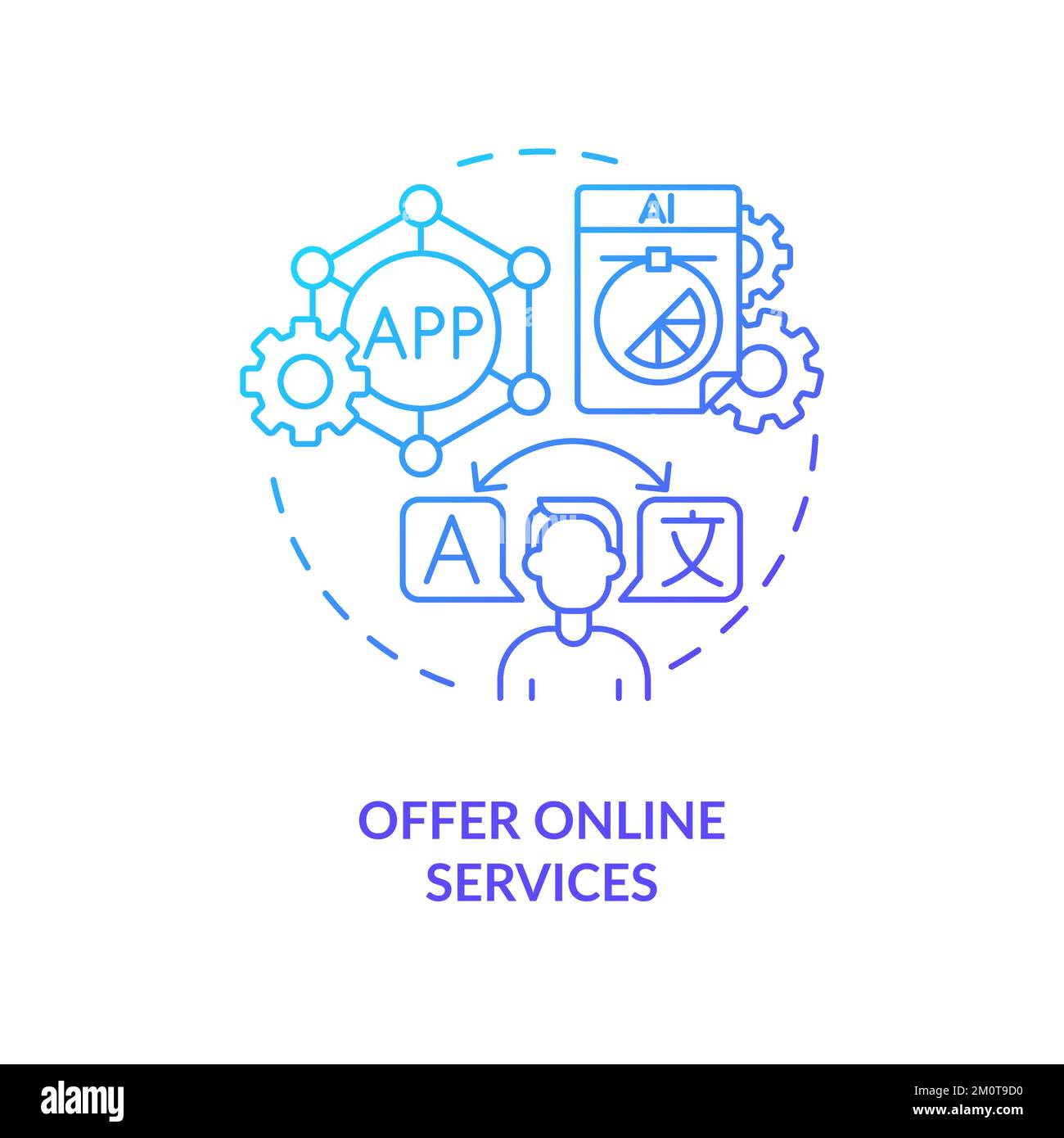 Offer online services blue gradient concept icon Stock Vector
