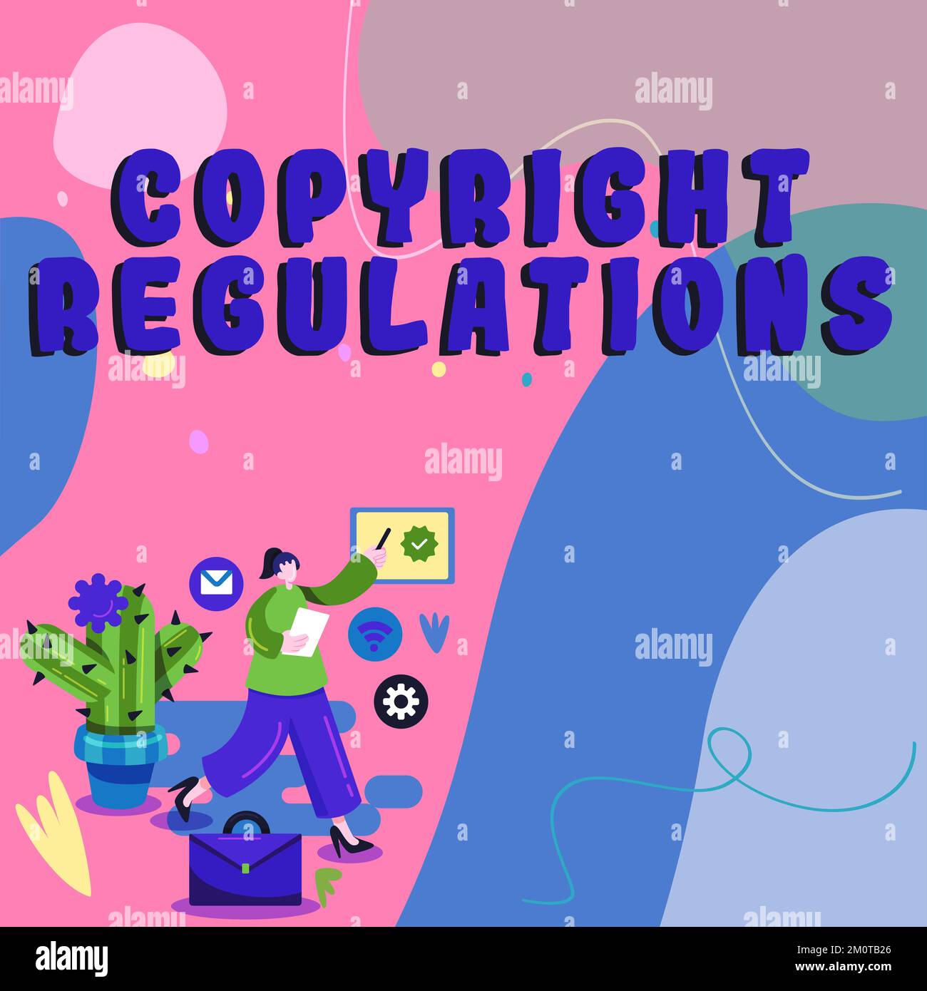 Text caption presenting Copyright Regulations. Business overview body ...