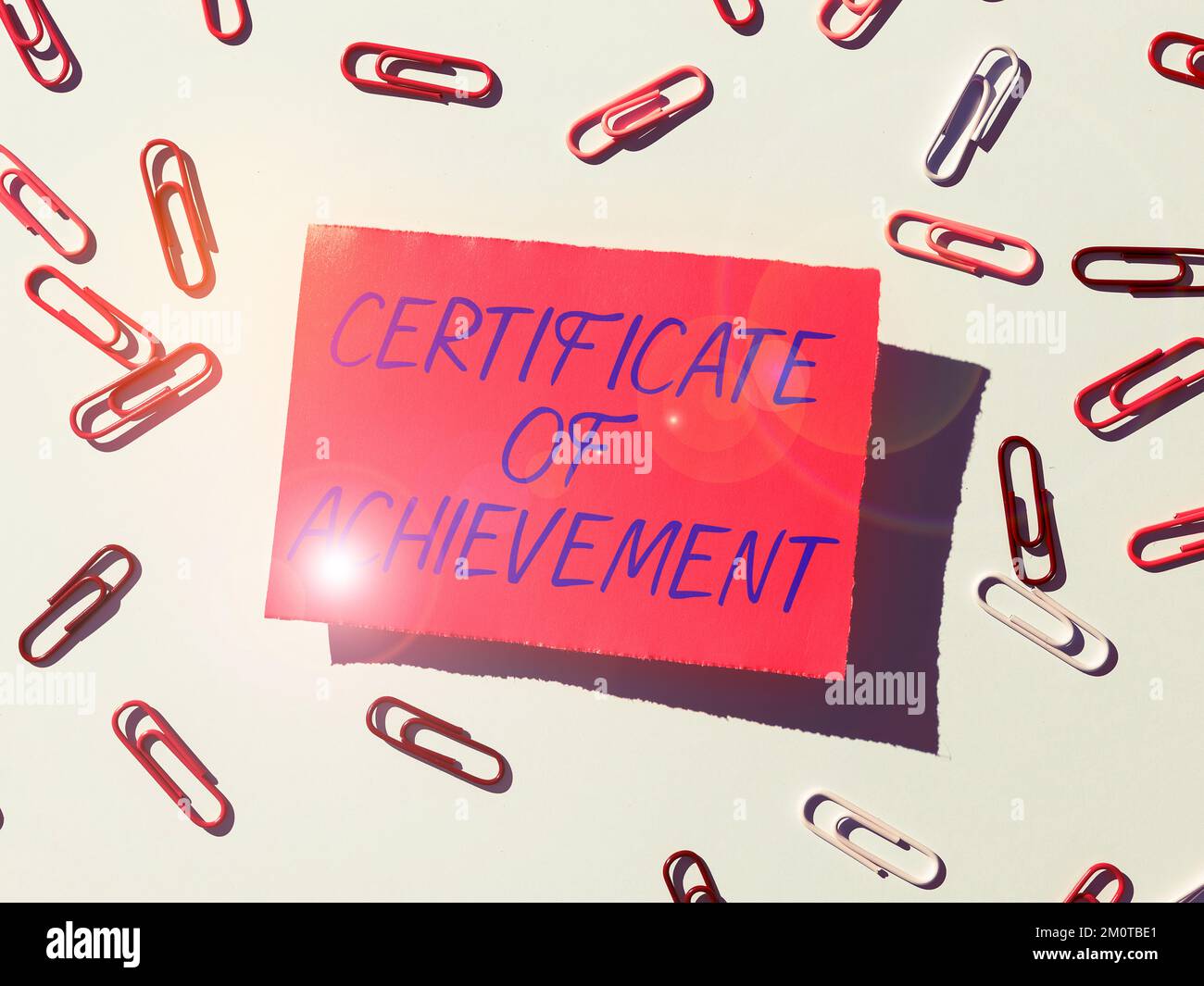 Handwriting text Certificate Of Achievement. Conceptual photo certify that a person done exceptionally well Stock Photo
