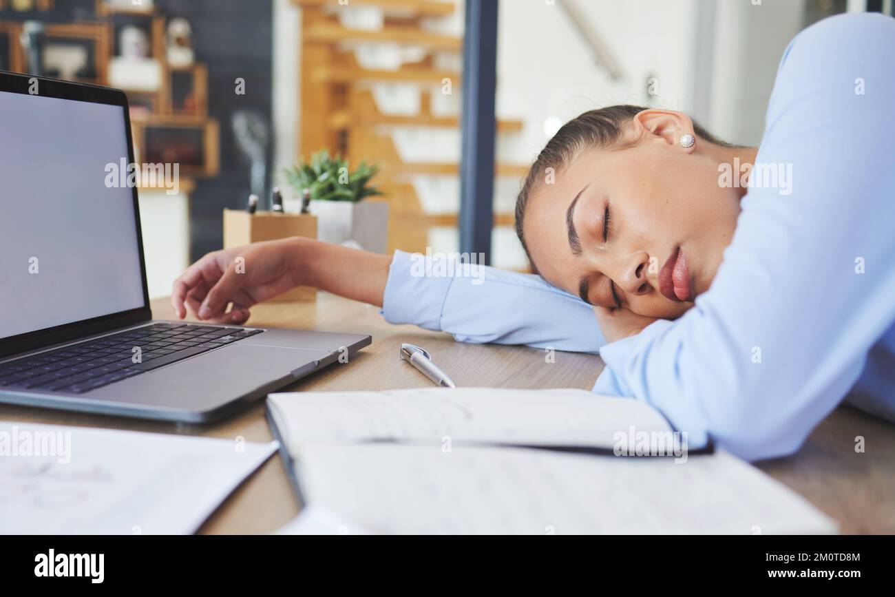 Tired Exhausted And Business Woman Sleeping At Her Desk While Working Tired Exhausted And Business Woman Sleeping At Her Desk While Working