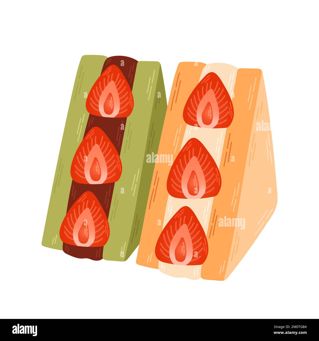 Strawberry fruit sandwich, illustration in a cartoon style. Logo for