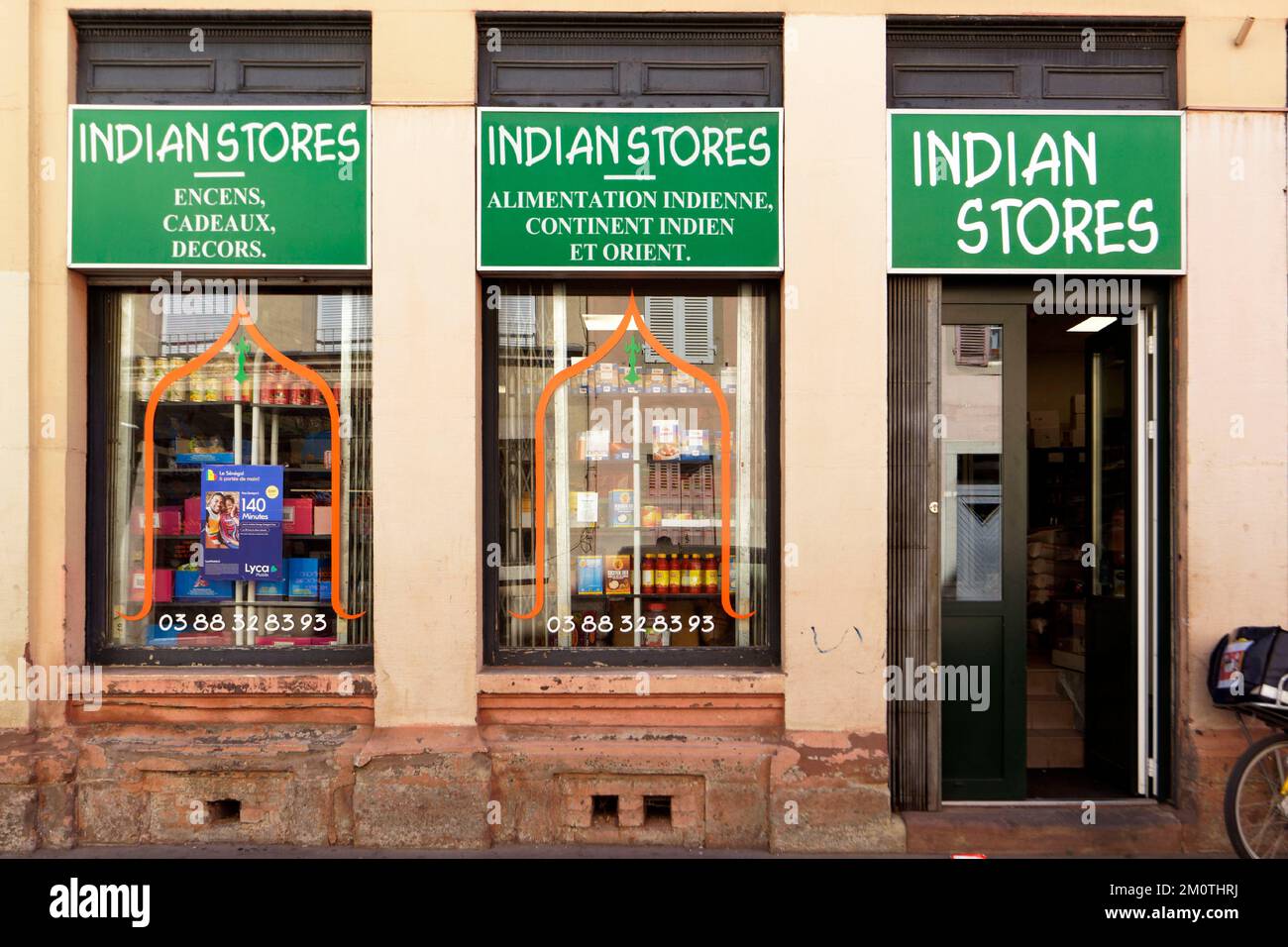 France, Bas Rhin, Strasbourg, Railway station district, rue de la Course street, Indian stores, Asian grocery store Stock Photo