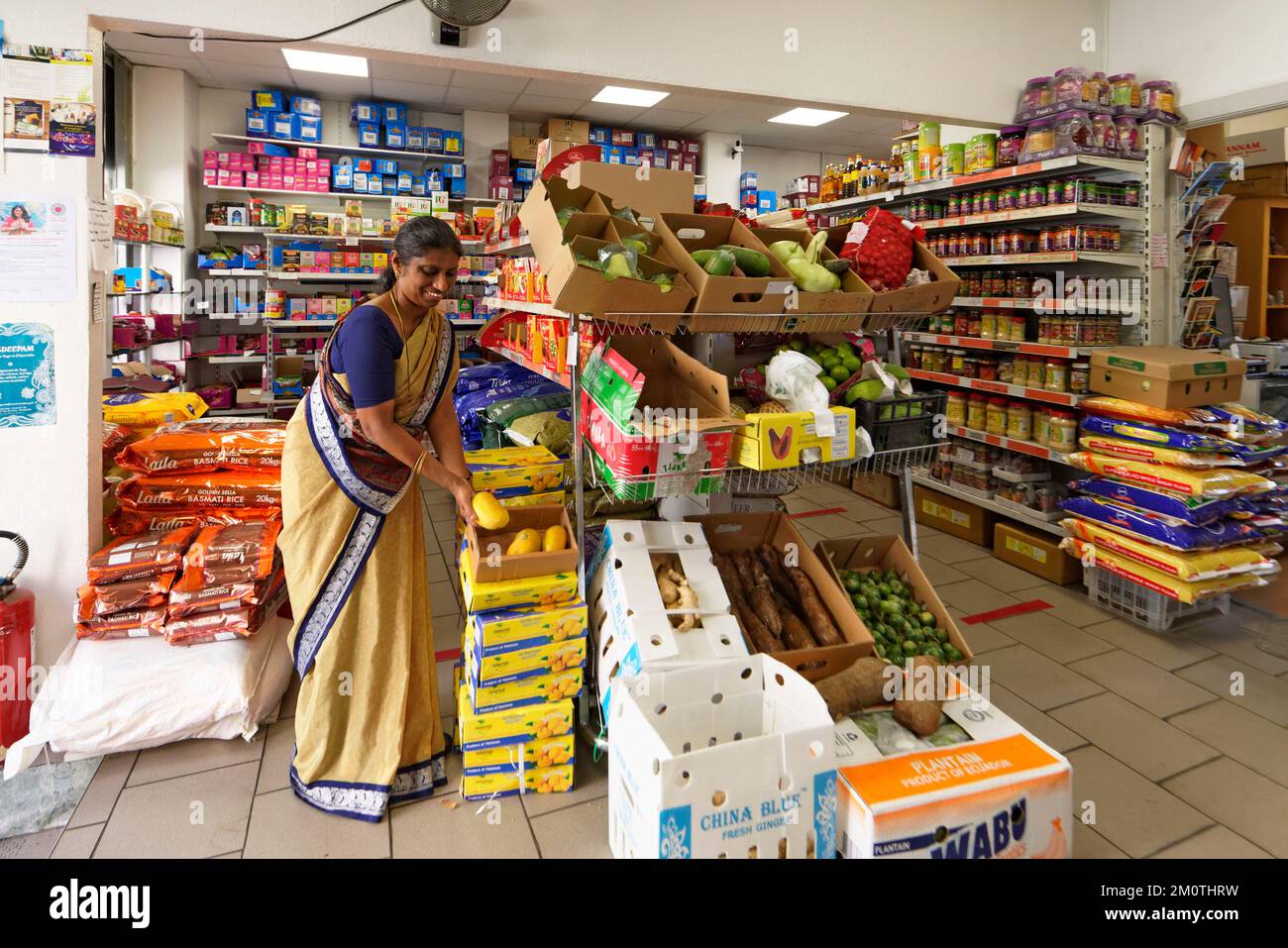 France, Bas Rhin, Strasbourg, Railway station district, rue de la Course street, Indian stores, Asian grocery store Stock Photo