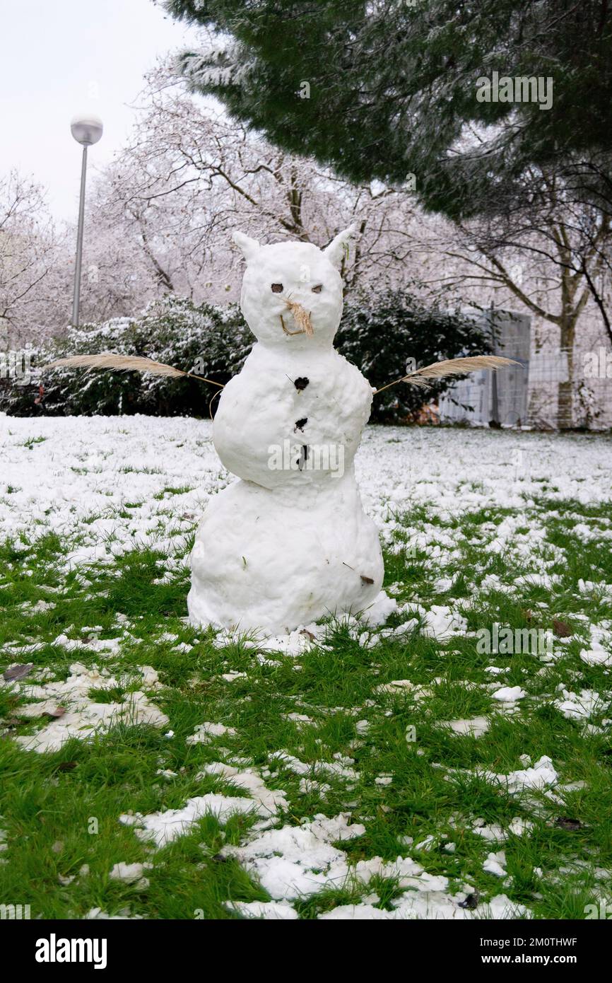 Snow. Streets covered in a white blanket of snow that covers all the elements that are on the