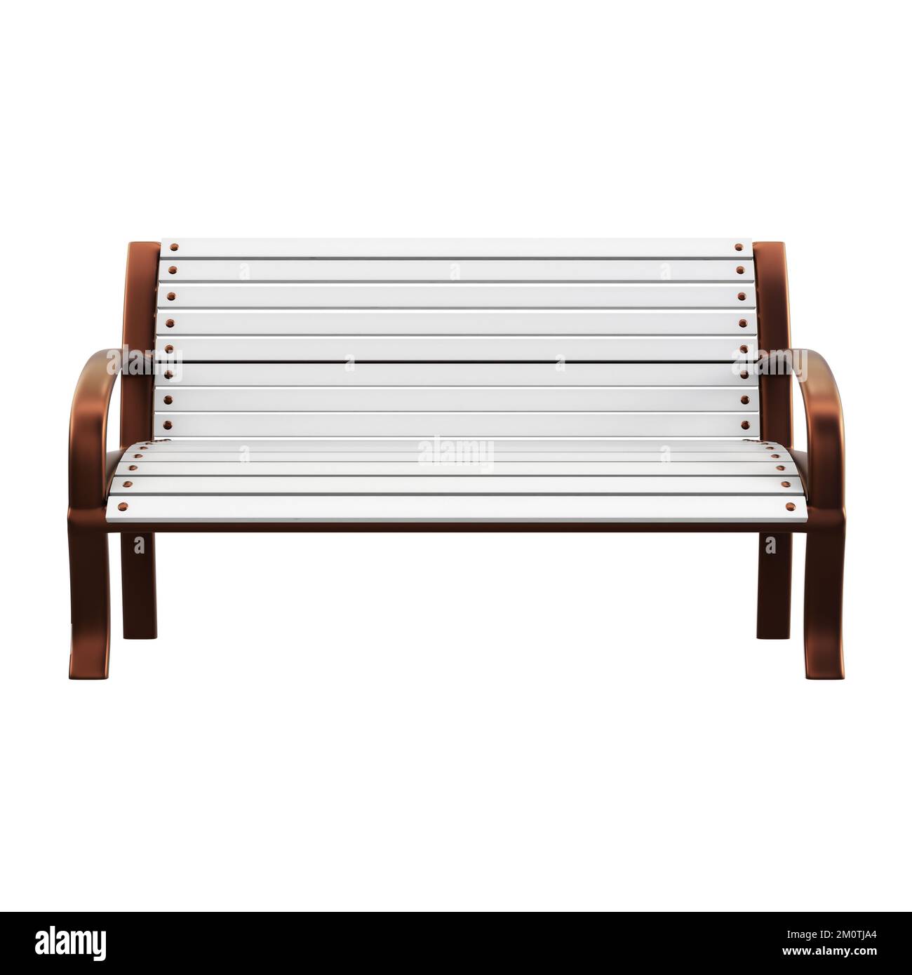 White street bench isolated on white background. 3d rendering Stock ...