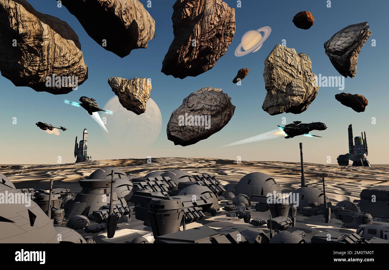 Mining An Asteroid Field Stock Photo