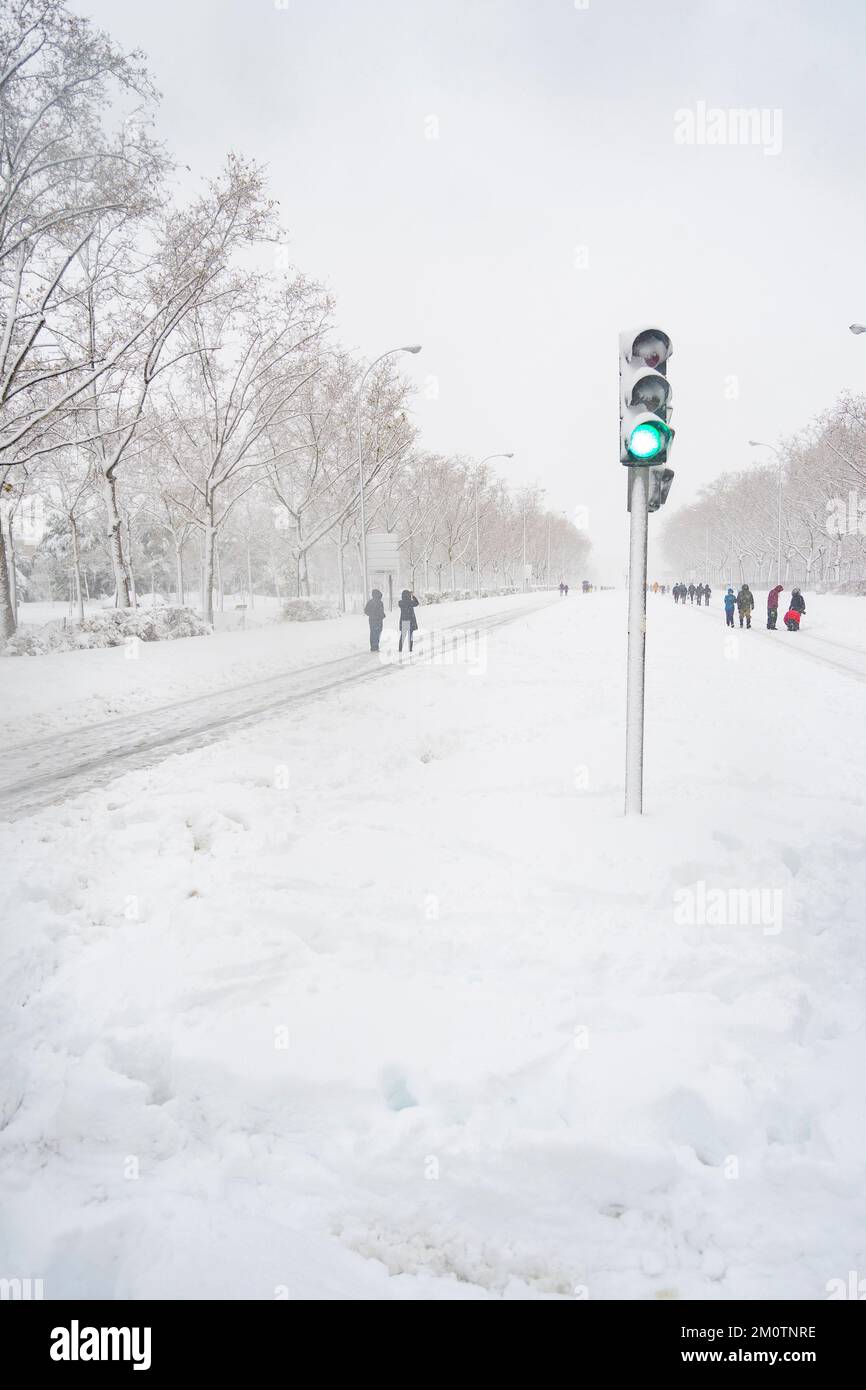 Snow. Streets covered in a white blanket of snow that covers all the