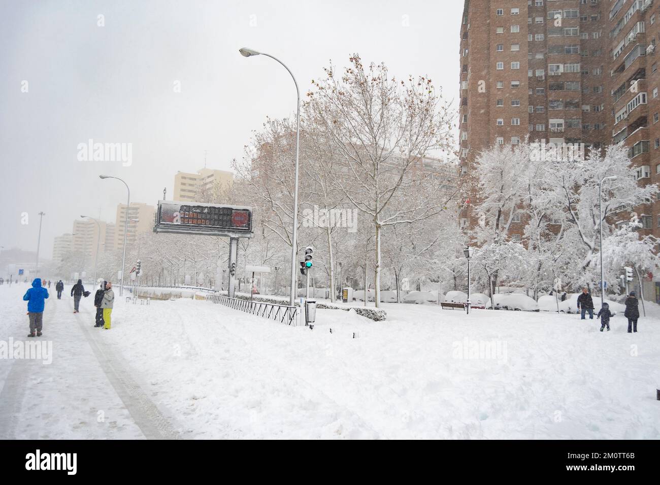 Snow. Streets covered in a white blanket of snow that covers all the