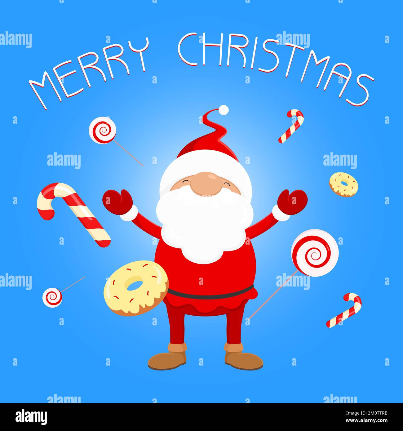 Christmas card. Santa and sweets. Vector illustration. Stock Vector