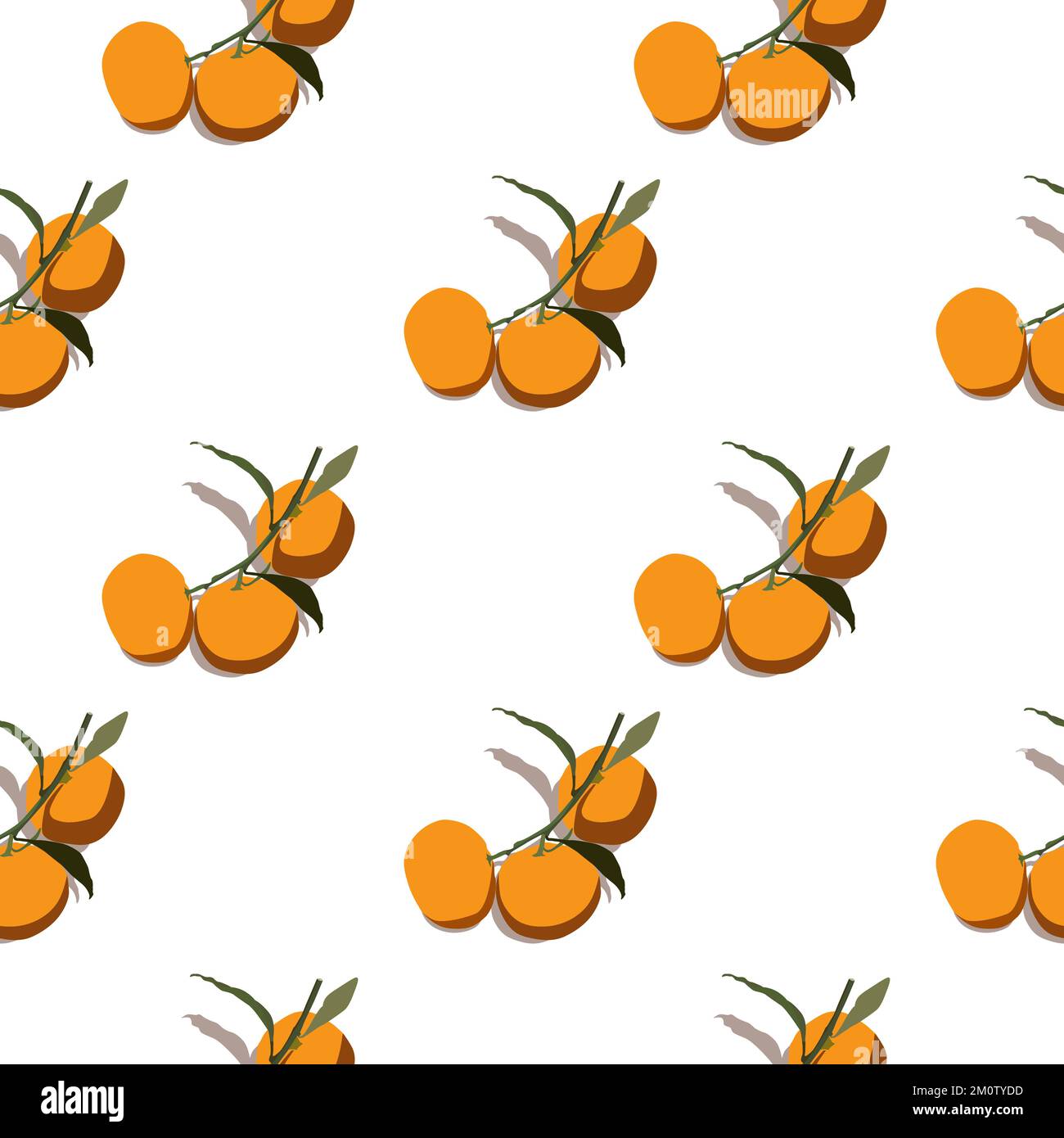 Orange clementines isolated vector seamless pattern Stock Vector