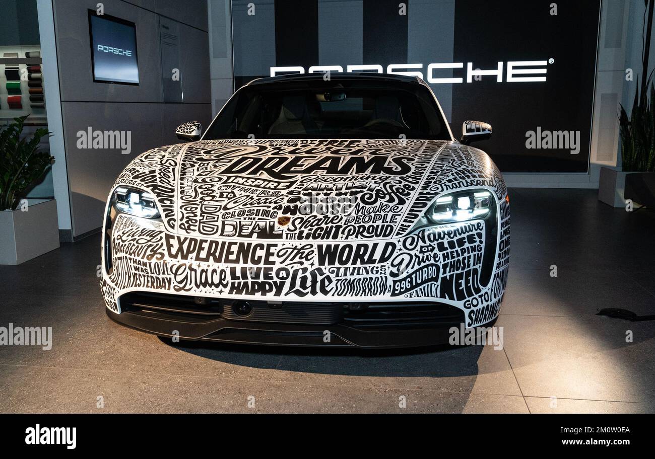 New York, United States. 07th Dec, 2022. Porsche car painted and