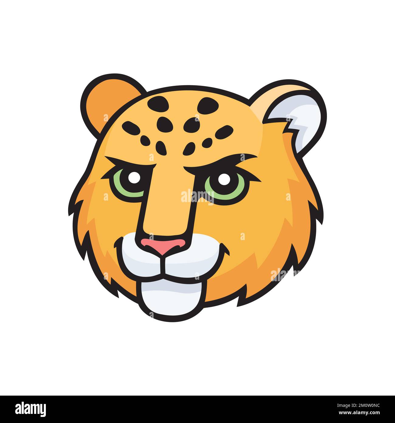 Leopard character head. Vector cartoon comic doodle illustration