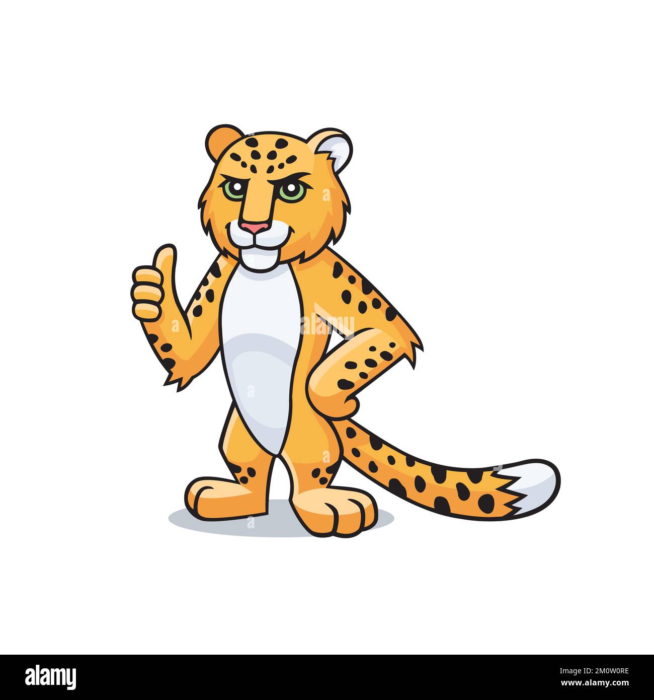 Leopard character is showing thumb up, appreciate. Vector cartoon comic
