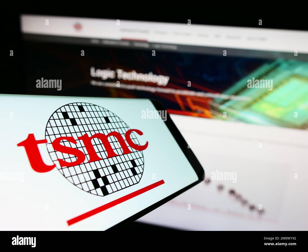 Mobile phone with logo of company Taiwan Semiconductor Manufacturing