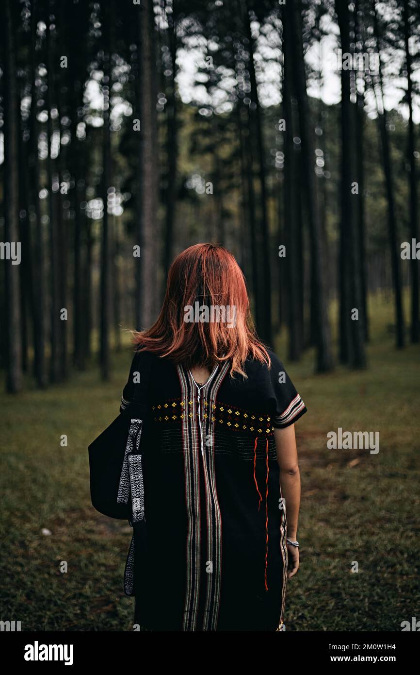 Fairy woman walking in forest hi-res stock photography and images - Alamy