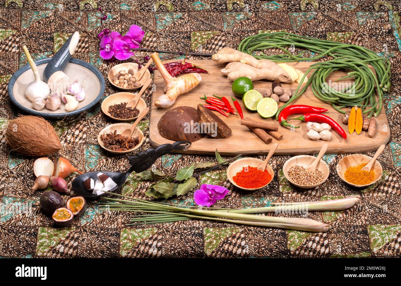 A collection of Indonesian ingredients from Asian cuisine Stock Photo