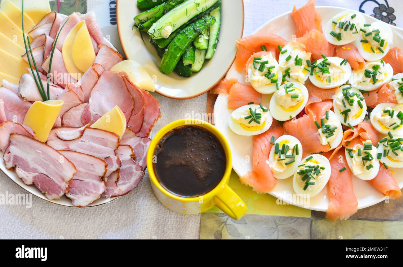 Sandwich home made toasted bread, fast food healthy snack Stock Photo