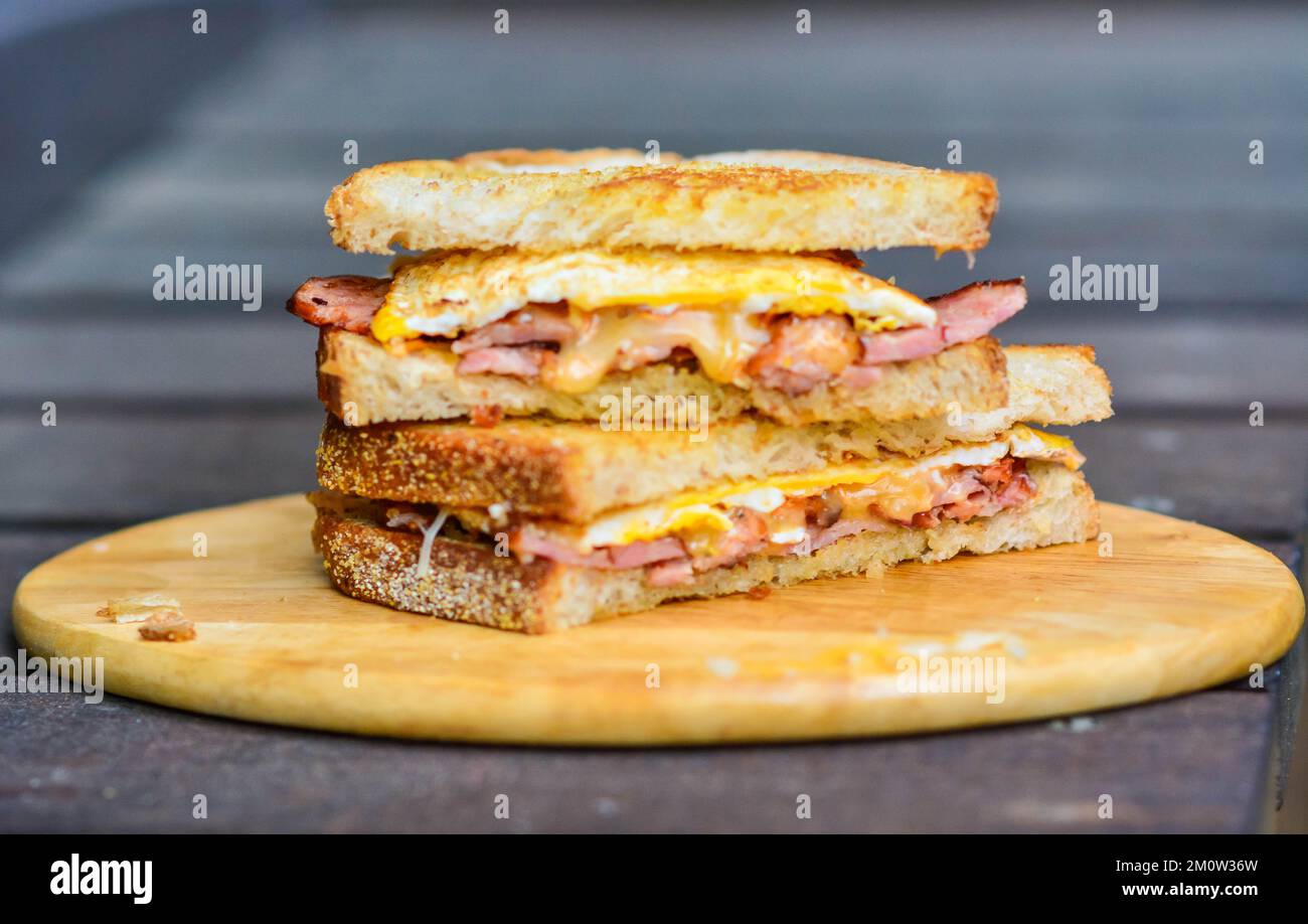Sandwich home made toasted bread, fast food healthy snack Stock Photo