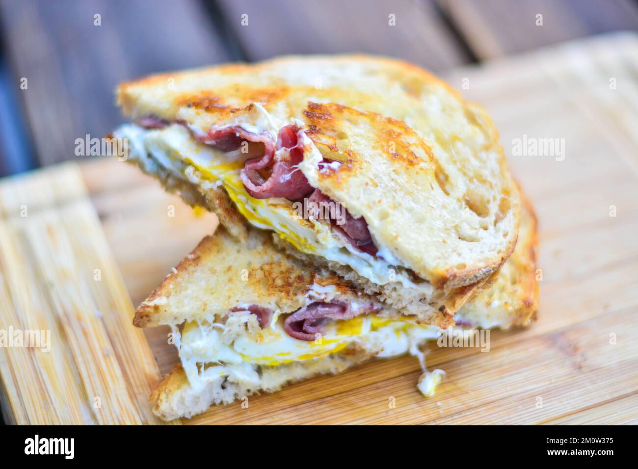 Sandwich home made toasted bread, fast food healthy snack Stock Photo