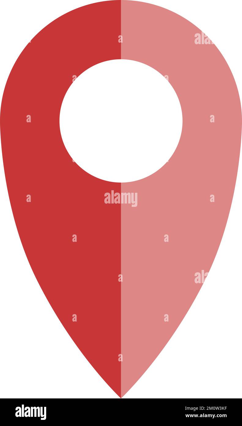 Red 3D Style Shaded Location Pointer Pin Sign Icon. Vector Image. Stock Vector