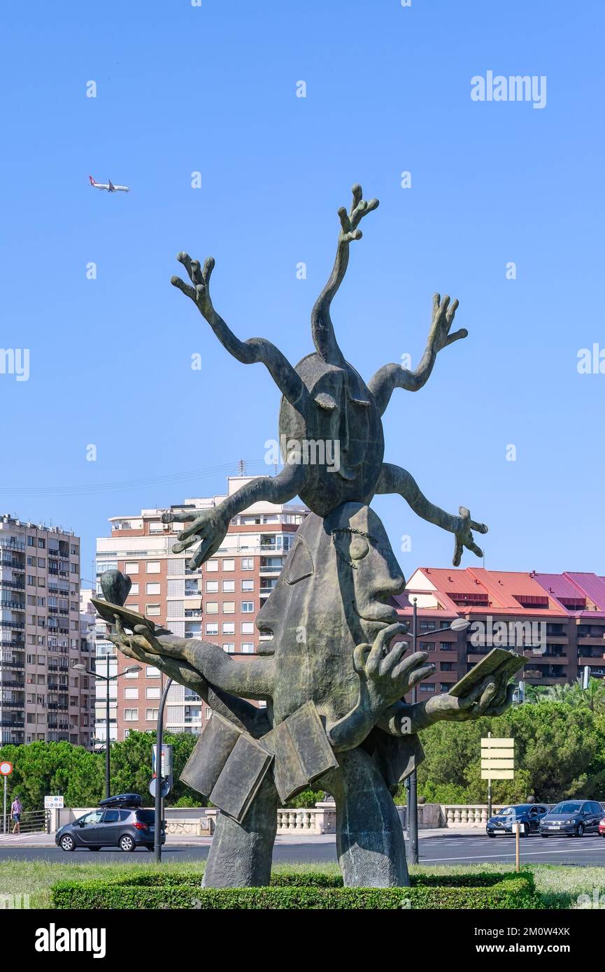 Valencia, Spain - July 16, 2022: Sculpture named 'Homenaje Al Libro' by Juan García Ripollés. It is an attraction in the city. Stock Photo