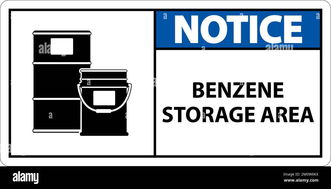 Notice Benzene Storage Area Sign On White Background Stock Vector Image