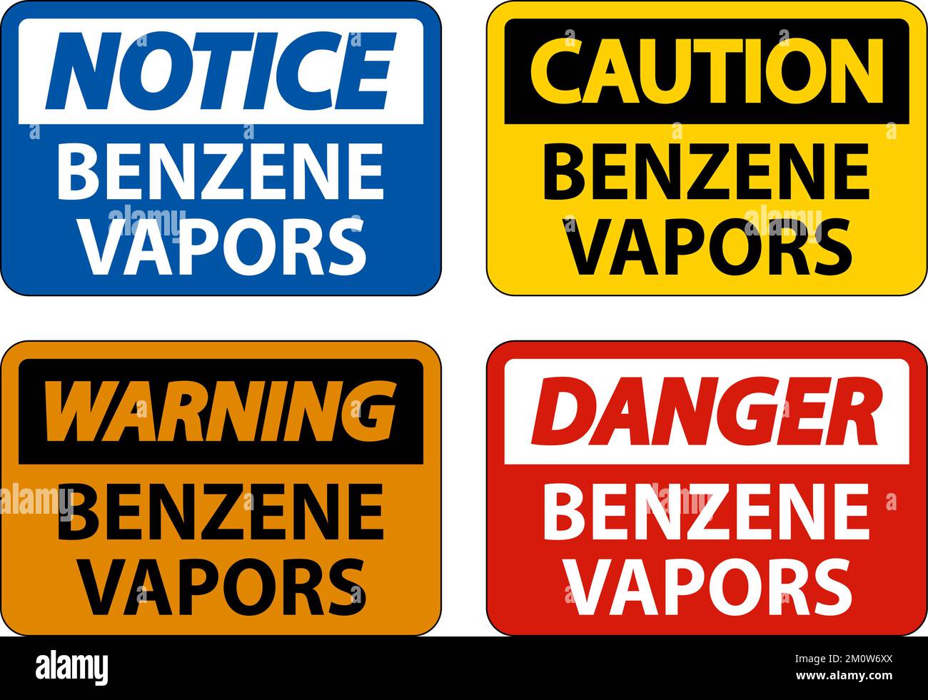 Caution Benzene Vapors Sign On White Background Stock Vector