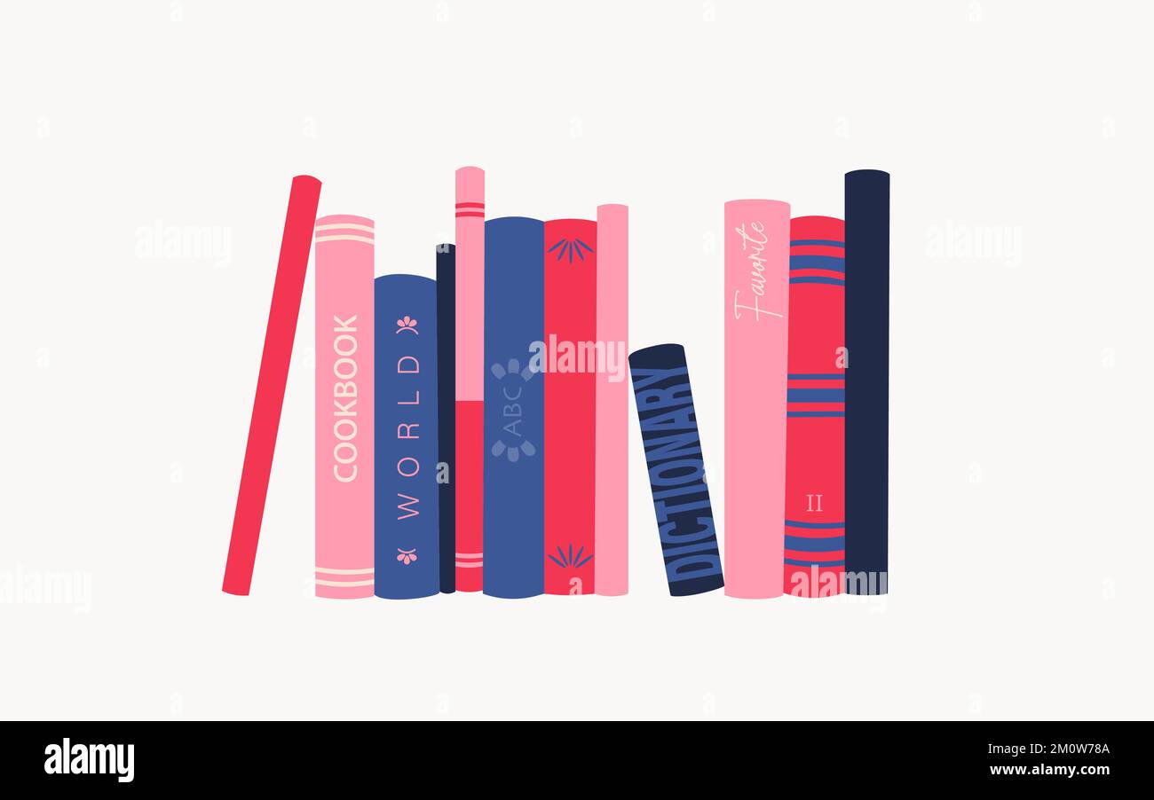 Book spines. Bookshelf with various books. Vector isolated illustration ...