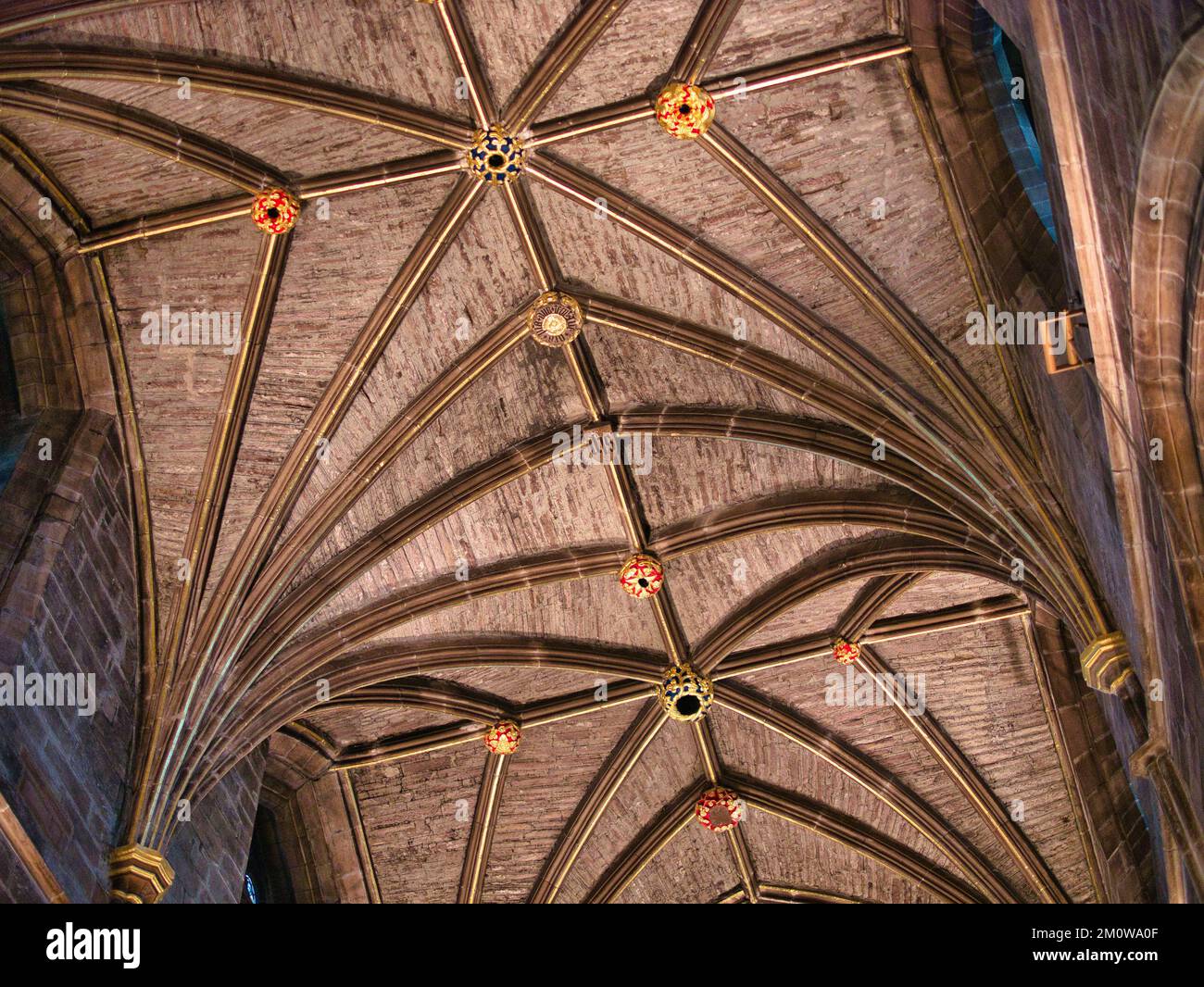 Stone vaulting in the Thistle Chapel in St Giles' Cathedral in Edinburgh Old Town, Scotland, UK Stock Photo