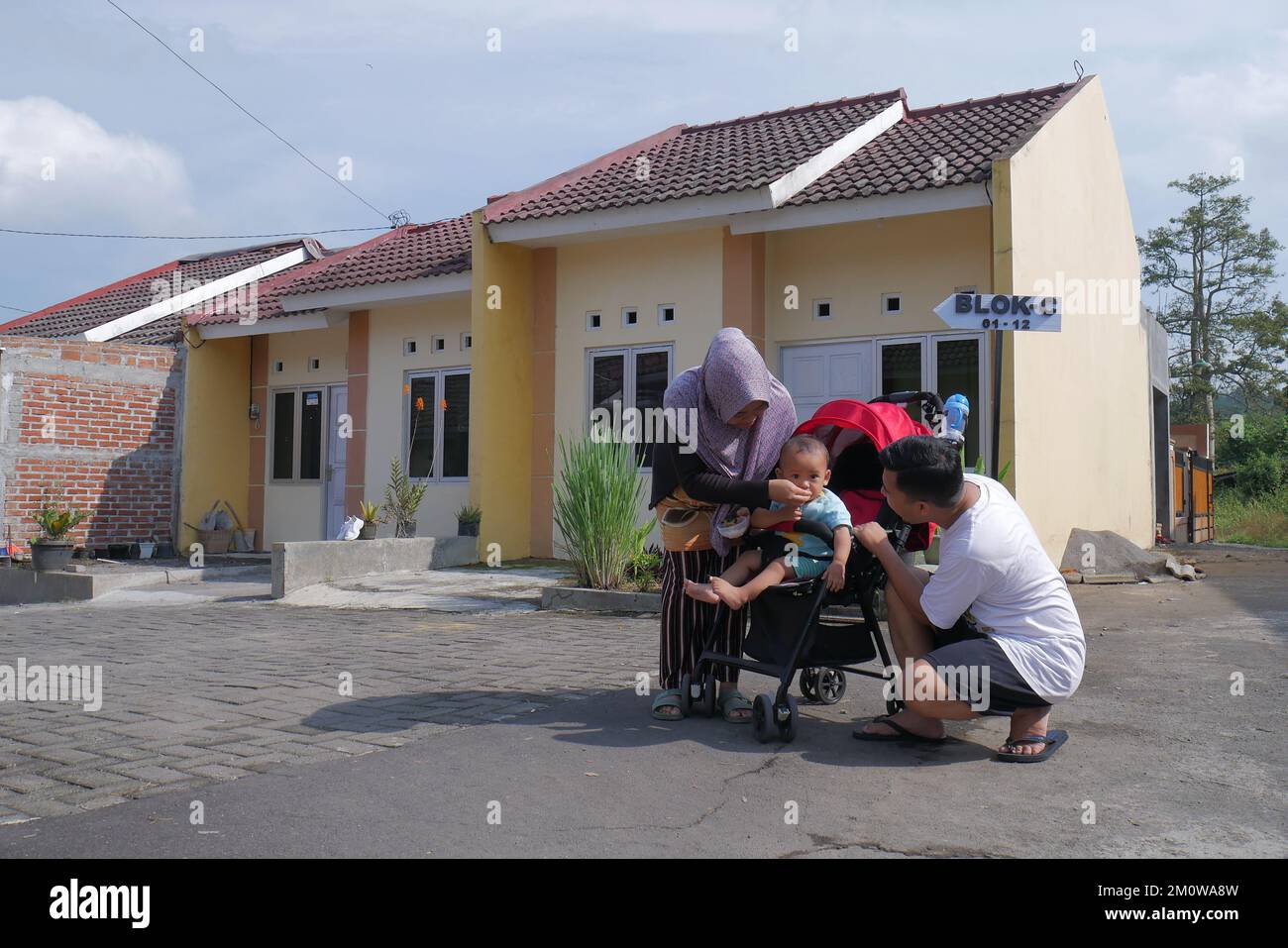 Sufficient Asian housing for a small family consisting of a father, mother and one or two children Stock Photo