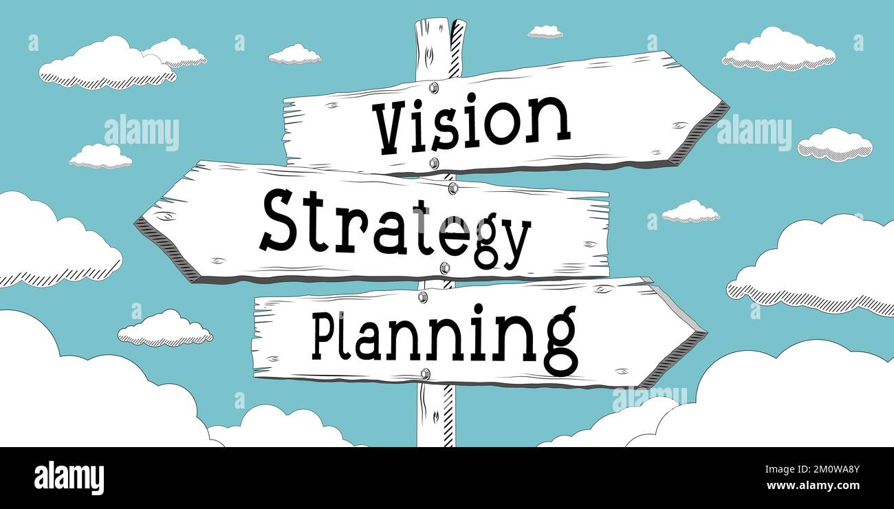 Vision, strategy, planning - outline signpost with three arrows Stock ...