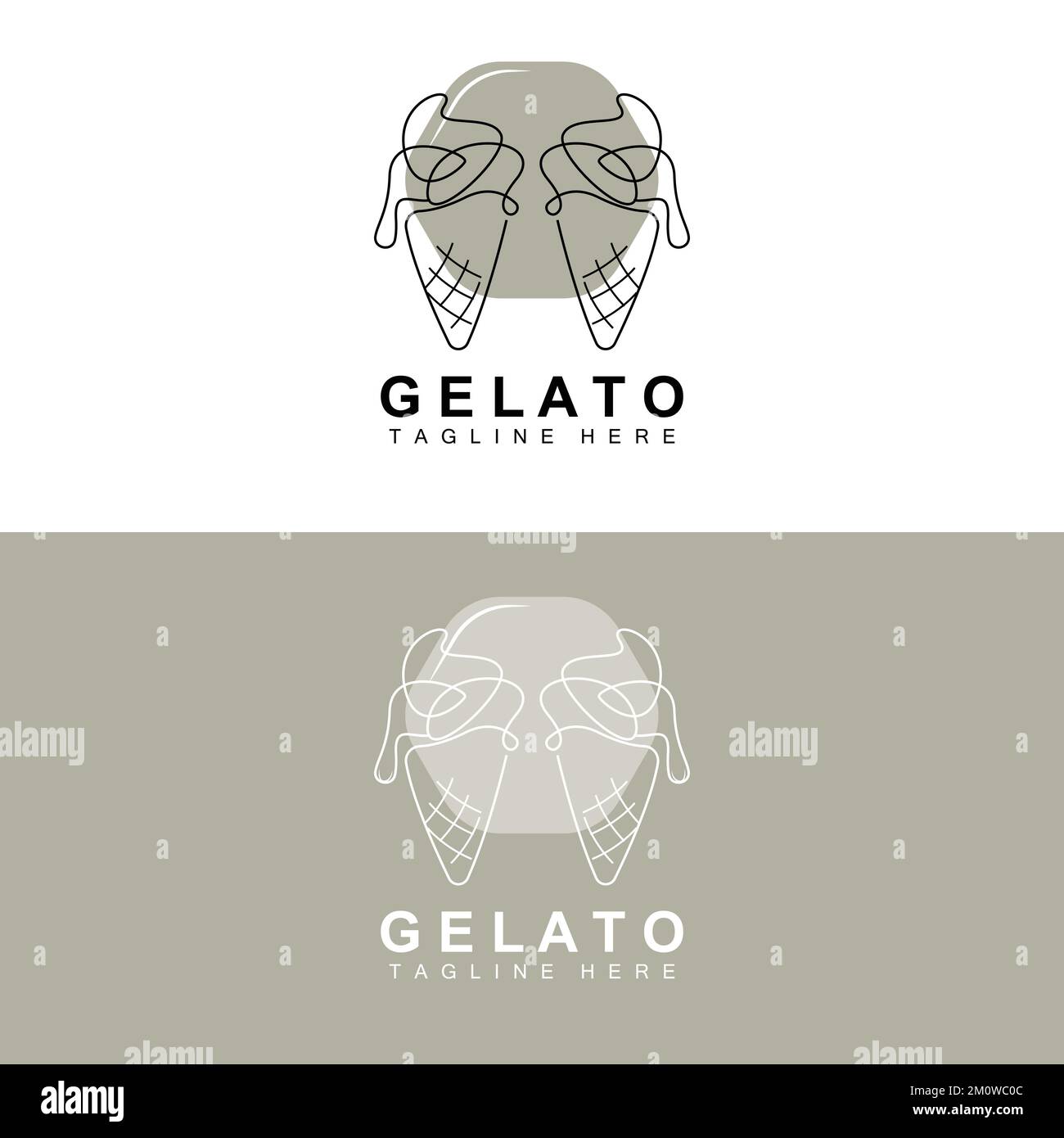 Ice Cream Gelato Logo Design, Sweet Soft Cold Food, Vector Brand Company Products Stock Vector