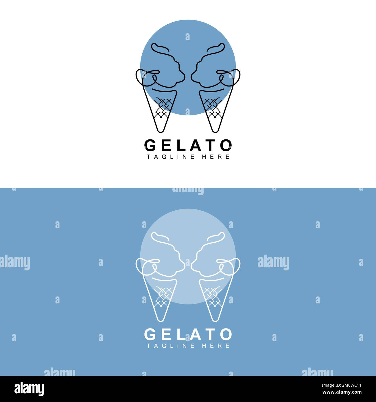 Ice Cream Gelato Logo Design, Sweet Soft Cold Food, Vector Brand