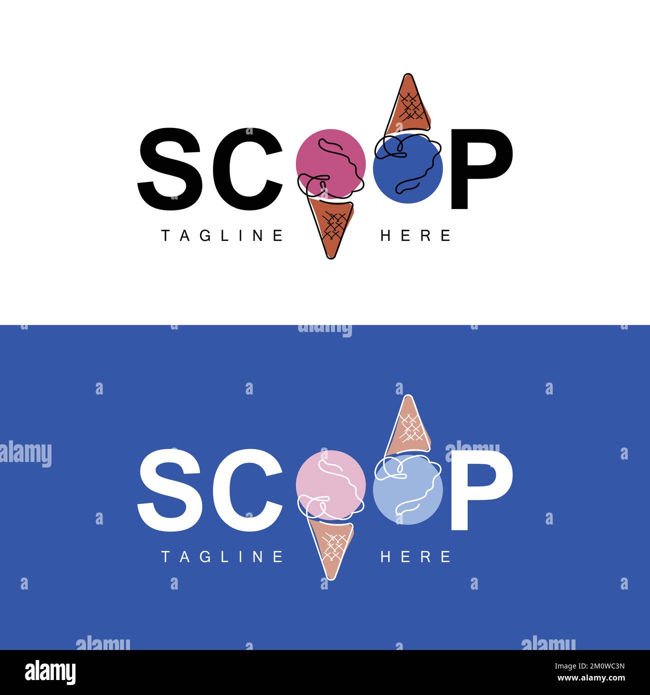 Ice Cream Gelato Logo Design, Sweet Soft Cold Food, Vector Brand