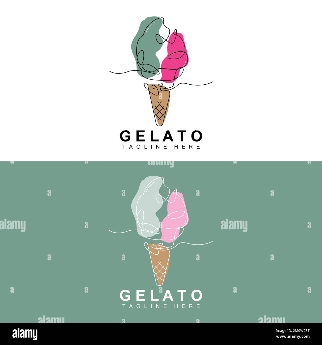 Ice Cream Gelato Logo Design, Sweet Soft Cold Food, Vector Brand