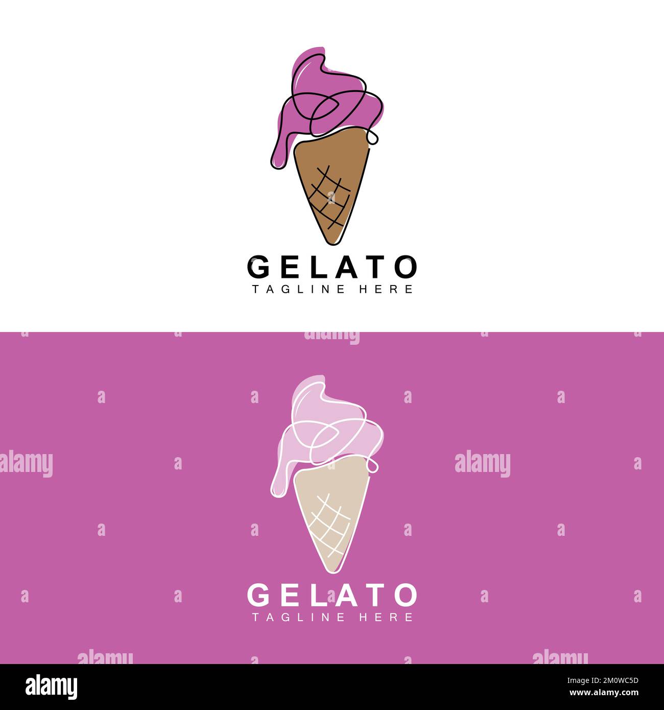 Ice Cream Gelato Logo Design, Sweet Soft Cold Food, Vector Brand