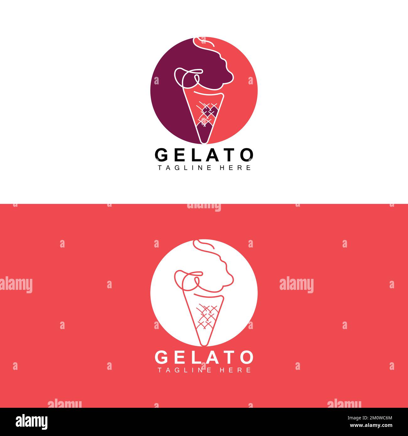 Ice Cream Gelato Logo Design, Sweet Soft Cold Food, Vector Brand