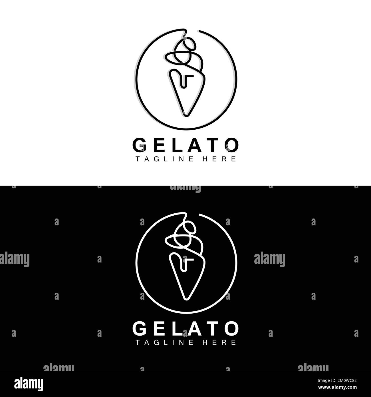 Ice Cream Gelato Logo Design, Sweet Soft Cold Food, Vector Brand