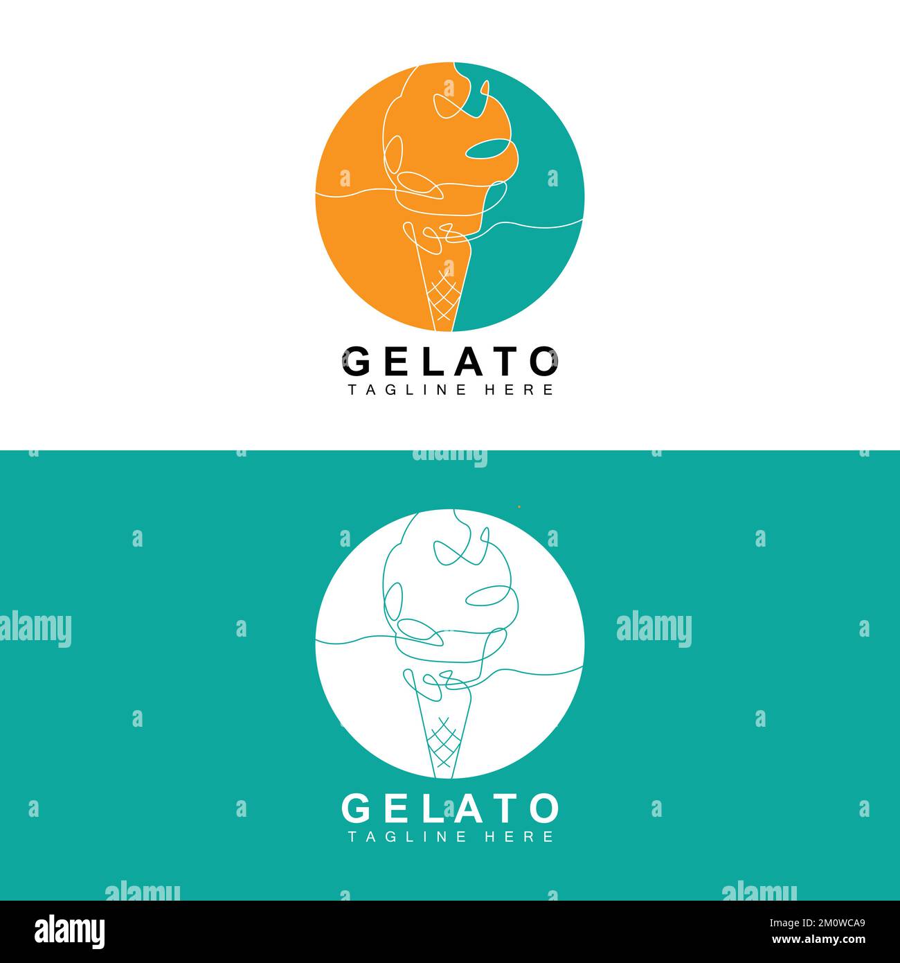 Ice Cream Gelato Logo Design, Sweet Soft Cold Food, Vector Brand
