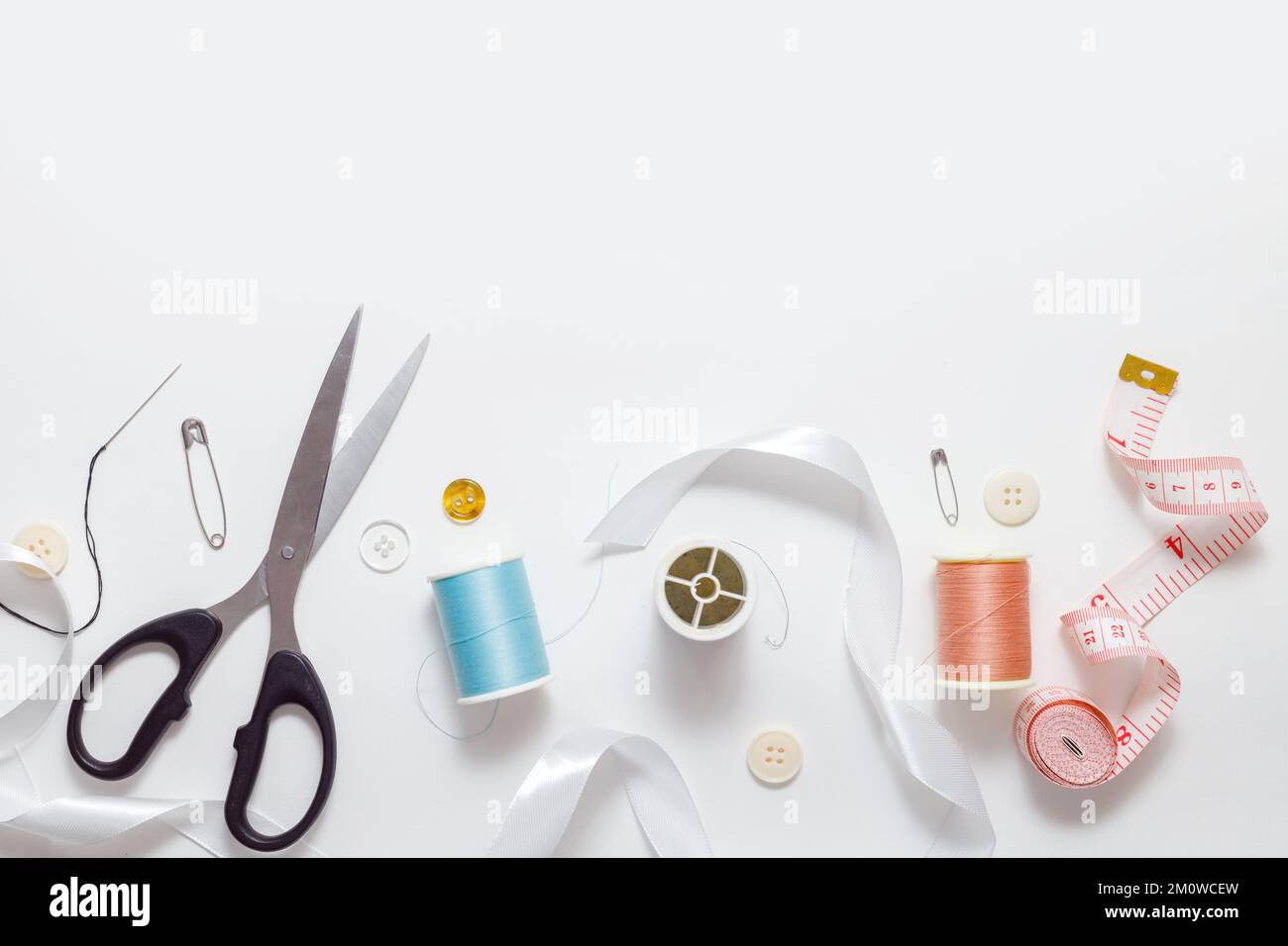 Copyspace frame with sewing tools and accesories Stock Photo
