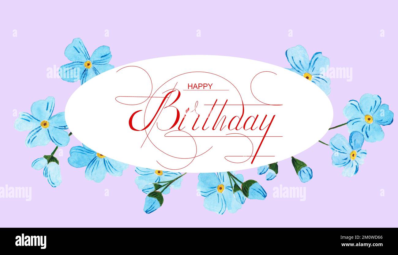 postcard , Internet banner , flat lay with a birthday greeting, with the inscription - happy birthday Stock Photo
