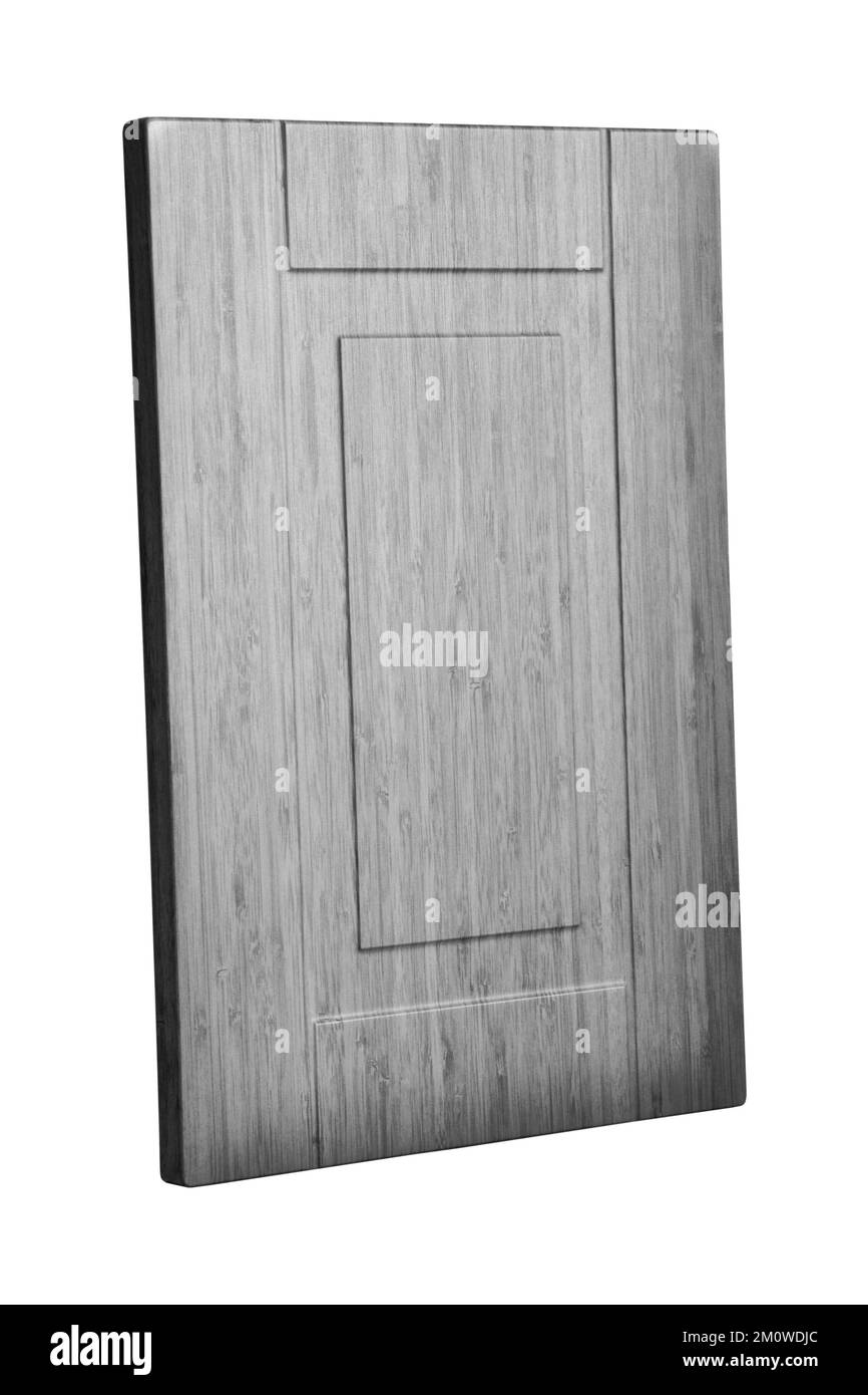 Decorative black white wooden kitchen cabinet door isolated on white background Stock Photo