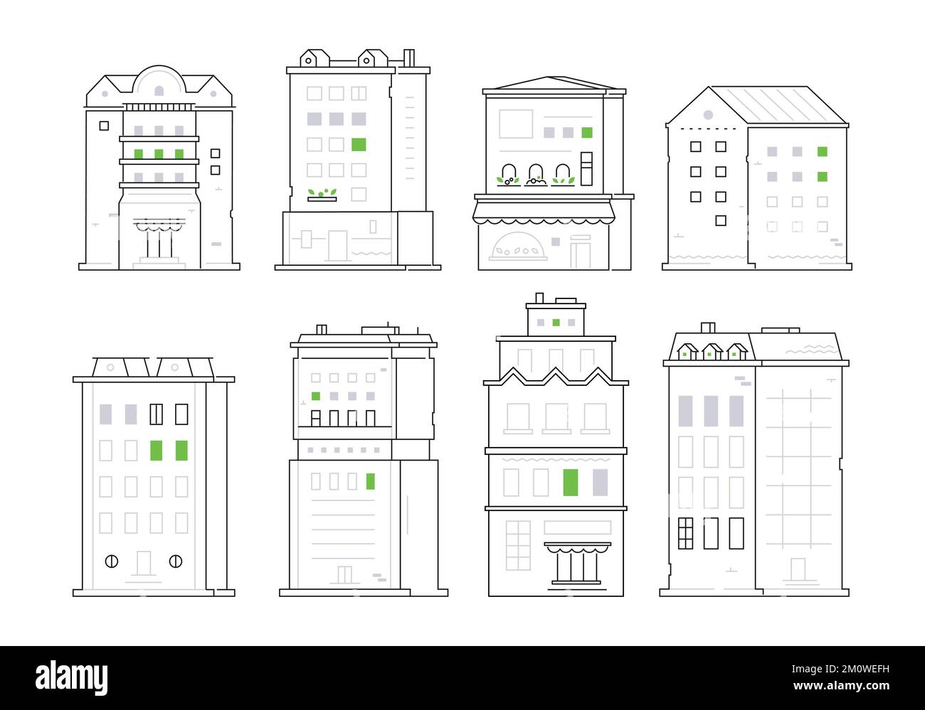 Urban architecture - modern thin line design style vector illustration ...