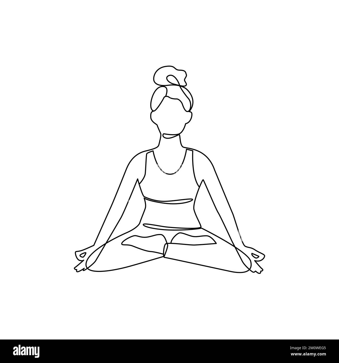 yoga pose. Line drawing. Healthy life concept... - Stock Illustration  [85228474] - PIXTA