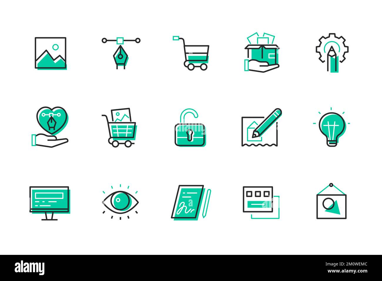 Web development - modern colorful line design style icons Stock Vector ...
